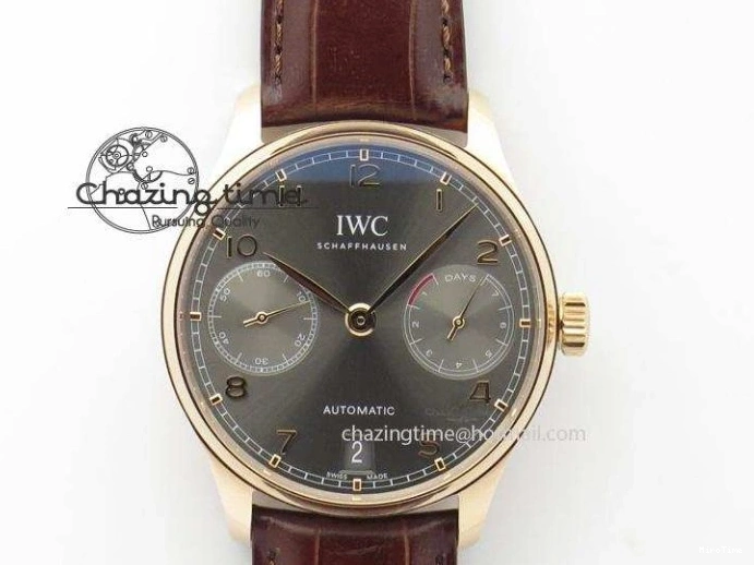 MIROTIME 0223 Portuguese Tourbillon IW504602 RG ZF Best Edition White Dial on Brown Leather Strap Stretchable 7178